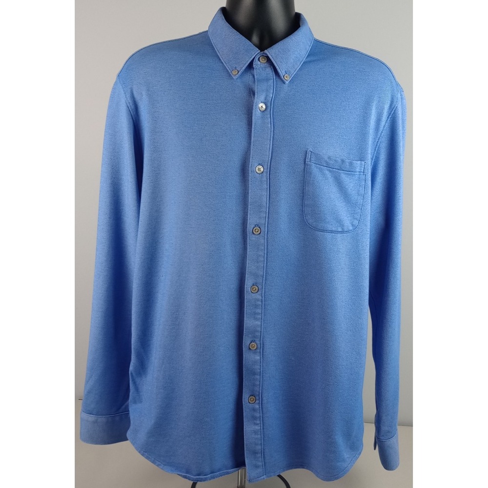 Van Heusen‎ Traveler Men's L Light Blue Thick Soft Button Up Long Sleeve Shirt